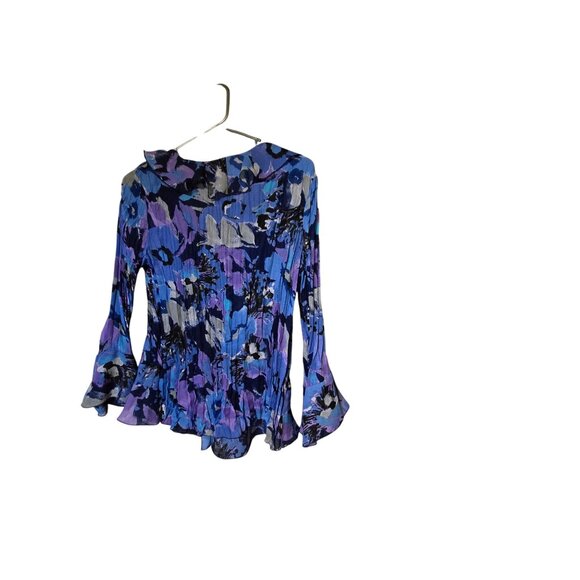 Bethany M/M Relaxed Blue/ Purple Floral Pleated Flounce Y2K Fairycore In Bloom - Picture 4 of 5